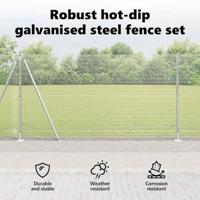 VidaXL Afrasteringspaal zilver 10 x 1,2 m (12 x 12 mm gaas) staal - thumbnail