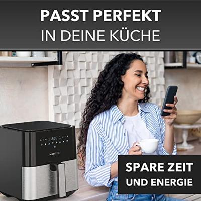 Clatronic FR 3782 H Airfryer 5.0 l 1450 W Convectiefunctie RVS, Zwart