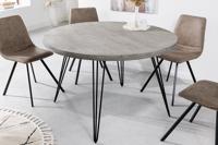 Ronde eettafel SCORPION 80cm grijs mango massief hout zwarte metalen poten Hairpin Poten Retro - 43663 - thumbnail