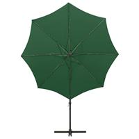 VidaXL Zweefparasol met paal en led-verlichting 300 cm groen - thumbnail
