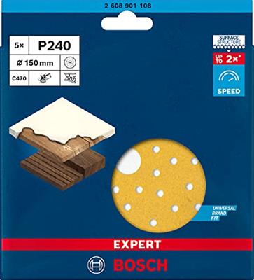 Bosch Accessories EXPERT C470 2608901108 Excenterschuurpapier Geperforeerd Korrelgrootte (num) 240 (Ø) 150 mm 5 stuk(s)