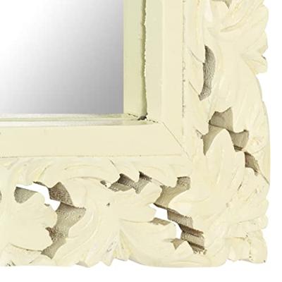 VidaXL Spiegel handgesneden 80x50 cm massief mangohout wit