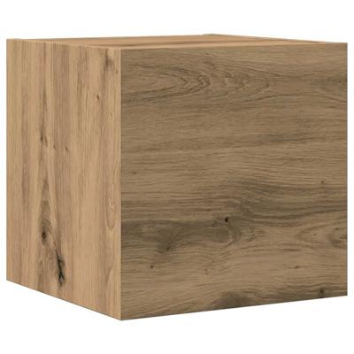 7-delig Tv-meubelset wandmontage bewerkt hout artisanaal eiken