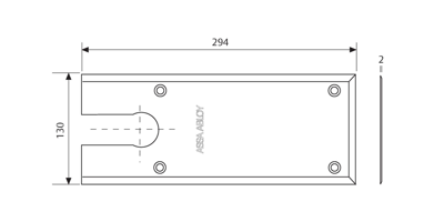 ASSA ABLOY AC534 Afdekplaat (AC534) RVS geborsteld voor DC477 serie vloerveren. - A000308399