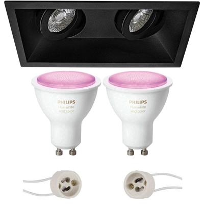 Philips Hue LED Spot Set GU10 Mat Zwart Kantelbaar 185x93mm Bluetooth