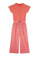 NoNo zomer jumpsuit meisjes - oranje koraal - Daisy AOP, plissee - Sylia - thumbnail