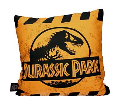 Jurassic Park Cushion Caution Yellow Logo 40 x 40 cm