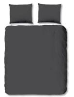 HIP Dekbedovertrek "uni dessin" - Antraciet - (240x200/220 cm) - Katoen Satijn - thumbnail