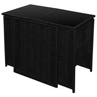 3-delige Bistroset met kussens poly rattan zwart - thumbnail