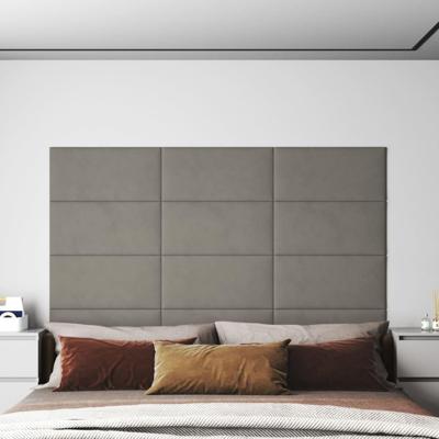 Wandpanelen 12 st 2,16 m 60x30 cm fluweel lichtgrijs Wandpanelen 12 st 2,16 m 60x30 cm fluweel lichtgrijs
