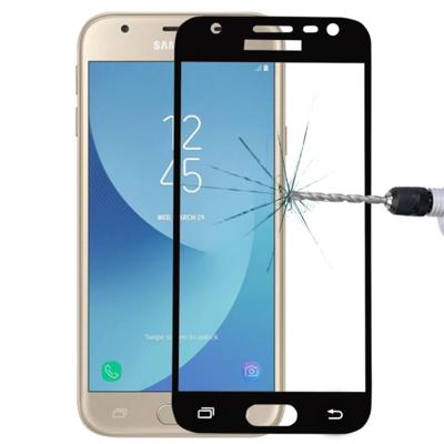 Voor Galaxy J3 (2017) (EU versie) 0 26 mm 9H oppervlaktehardheid 2.5D gebogen zeefdruk volledige scherm gehard glas Screen Protector (zwart)