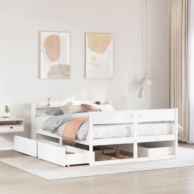 Bedframe zonder matras massief grenenhout wit 135x190 cm