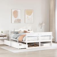 Bedframe zonder matras massief grenenhout wit 135x190 cm - thumbnail