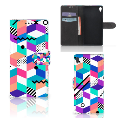 Sony Xperia XA Ultra Book Case Blokken Kleurrijk Sony Xperia XA Ultra Book Case Blokken Kleurrijk