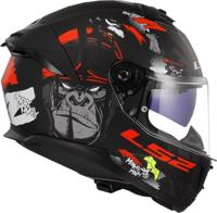 LS2 integraalhelm "ff808 stream ii angry monkey" helmet ff808 st.ii an.monk.xs bl./red matt - thumbnail