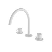 Wastafelmengkraan Hotbath Cobber 3 gats 2-hendel Gebogen 26.1 cm Mat Wit - thumbnail