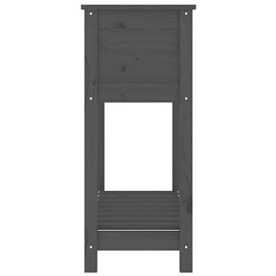 VidaXL Plantenbak met schap 82,5x34,5x81 cm massief grenenhout grijs