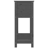 Plantenbak met schap 82,5x34,5x81 cm massief grenenhout grijs - thumbnail