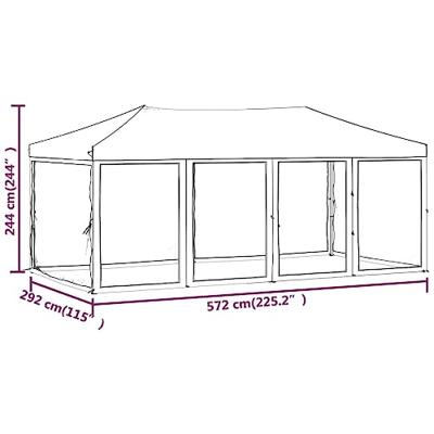 Partytent inklapbaar met zijwanden 3x6 m zwart - thumbnail
