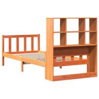 Bed met boekenkast zonder matras massief hout wasbruin 75x190cm - thumbnail