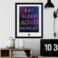 Playstation Framed Print - Eat Sleep Repeat (30x40cm) - thumbnail