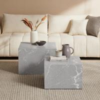 Artistiq Salontafel 'Asusena' Marmerlook, Set van 2 stuks - thumbnail