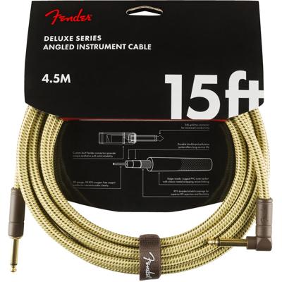 Fender Deluxe Cables instrumentkabel 4.5m geel tweed recht+haaks