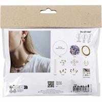 Creativ Company Mini hobbyset sieraden, halsketting en oorbellen, koningsblauw, 1 doos - thumbnail