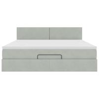 Ottoman bed met matras 160x200cm fluweel lichtgrijs - thumbnail