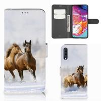 Samsung Galaxy A70 | Telefoonhoesje | Met pasjeshouder | Paarden - thumbnail