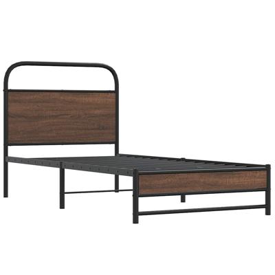 Bedframe zonder matras metaal bruin eikenkleurig 160x200 cm