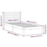 Bedframe met hoofdeinde Wasbruin 75 x 190 cm Massief grenenhout - thumbnail