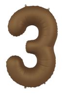 Folieballon Cijfer 3 Bruin Mat (86cm) - thumbnail