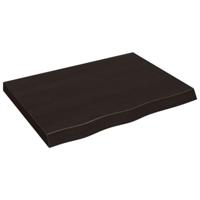 Wastafelblad 80x60x(2-6) cm behandeld massief hout donkerbruin - thumbnail
