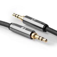 Stereo-Audiokabel | 3,5 mm Male - 3,5 mm Male | Gun Metal Grey | Gevlochten kabel - thumbnail