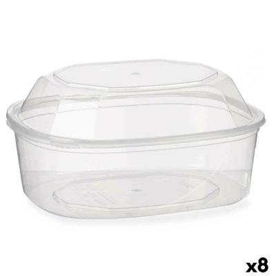 Rechthoekige lunchbox met deksel Leknes Transparant Polypropyleen 1,5 L (8 Stuks)