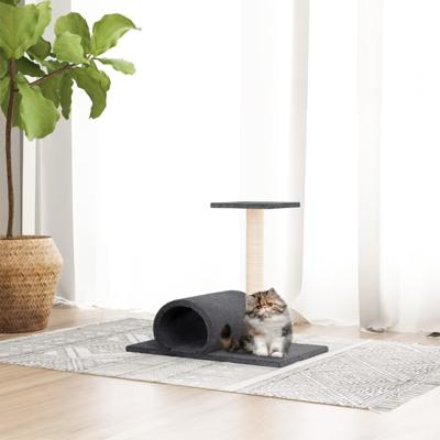 VidaXL Kattenmeubel met tunnel 60x34,5x50 cm donkergrijs VidaXL Kattenmeubel met tunnel 60x34,5x50 cm donkergrijs