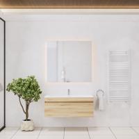 Badkamermeubelset Gliss Design Anelius 100cm Natural Oak (Keuze uit wastafel, kraangaten & spiegel) - thumbnail