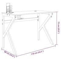 Gamingbureau met K-vormige poten 110x60x75 cm zwart - thumbnail