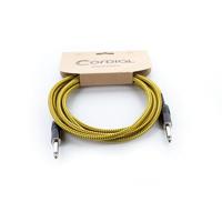 Cordial 14766 Jackplug Audio Aansluitkabel [1x Jackplug male 6,3 mm (mono) - 1x Jackplug male 6,3 mm (mono)] 7.50 m Zwart, Geel Textielmantel - thumbnail