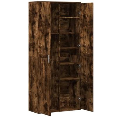 Hoge kast 80x35x180 cm bewerkt hout gerookt eikenkleurig