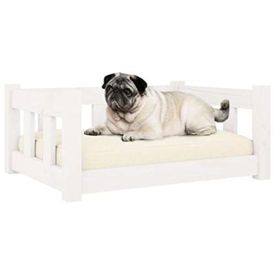 VidaXL Hondenmand 65,5x50,5x28 cm massief grenenhout wit VidaXL Hondenmand 65,5x50,5x28 cm massief grenenhout wit