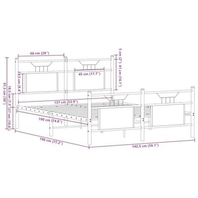 Bedframe zonder matras bewerkt hout bruin eikenkleur 137x190 cm