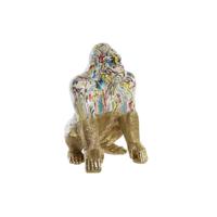 Decoratieve figuren DKD Home Decor 28,5 x 26,5 x 41 cm Gouden Multicolour Gorilla - thumbnail