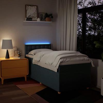 Boxspring met matras stof blauw 90x190 cm - thumbnail