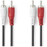 Nedis Stereo-Audiokabel | 2x RCA Male | 2x RCA Male | Vernikkeld | 5.00 m | Rond | Zwart | Label - CAGL24200BK50 - thumbnail
