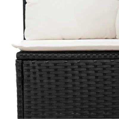 11-delige Loungeset met kussens poly rattan zwart