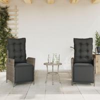 Tuinstoelen 2 st verstelbaar met voetensteun poly rattan grijs - thumbnail
