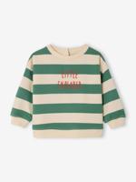Gestreepte sweater baby lange mouwen groen, gestreept - thumbnail