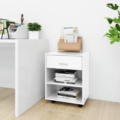VidaXL Rolkast 46x36x59 cm bewerkt hout hoogglans wit
